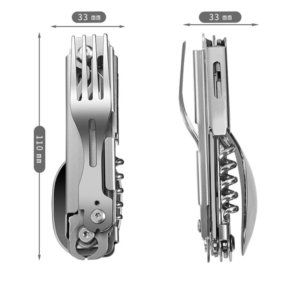 6 in 1 Multifunctional Camping Cutlery Foldable Portable Folding Cutlery EDC Tool Smooth for Picnic Hiking for Travelling BBQ