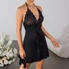 Milk silk lace dress, European and American sexy V-neck lace lace backless neck dress