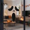 Spooky Theme Party Props Halloween Horror Ghost Face Wall Stickers, Minimalist Black Line Removable Door Vinyl Art Self-Adhesive Decor for Bedroom