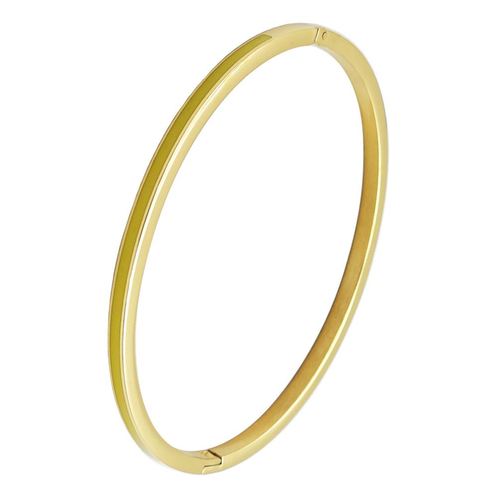 Gold Bamboo Pattern Women's Bracelet with Colored Epoxy Resin