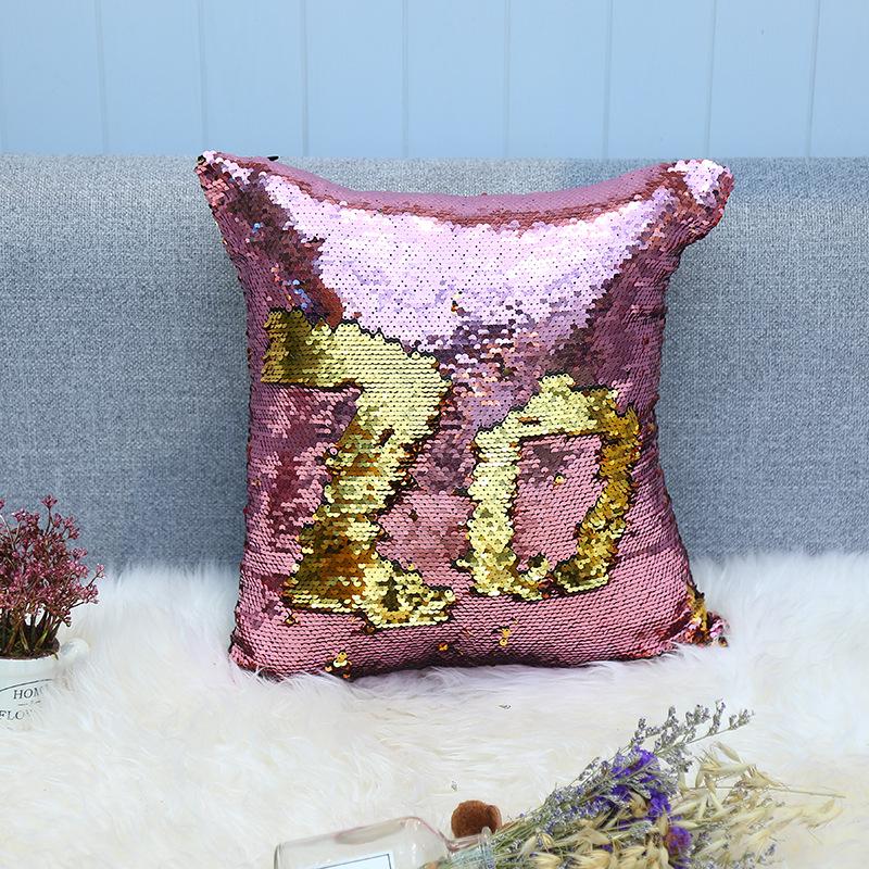 Sequined Pillowcase Contrasting Color Digital Series Cushion Cover Car Sofa Bedside Cushion Cover