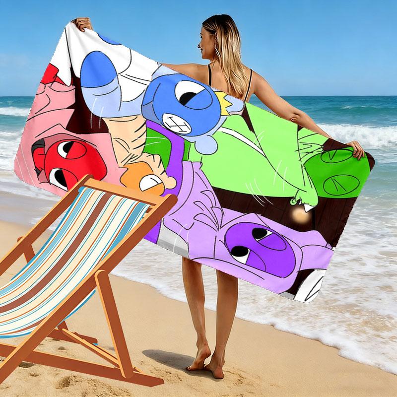Rainbow Friends Force Print Beach Towel, Large Soft Quick Dry Towel for Beach Camping Swimming