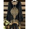 Fashion New Arrival Plus Size Bastet Egyptian Cat Goddess Print Women's Top Elegant Casual Style Round Neck Long Sleeve T-Shirt