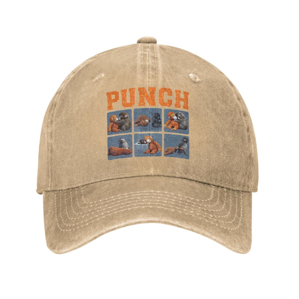 Cute Monkey Punch Brave Unisex Baseball Caps Meme Cartoon Distressed Denim Hat Outdoor Running Golf Adjustable Fit Snapback Hat