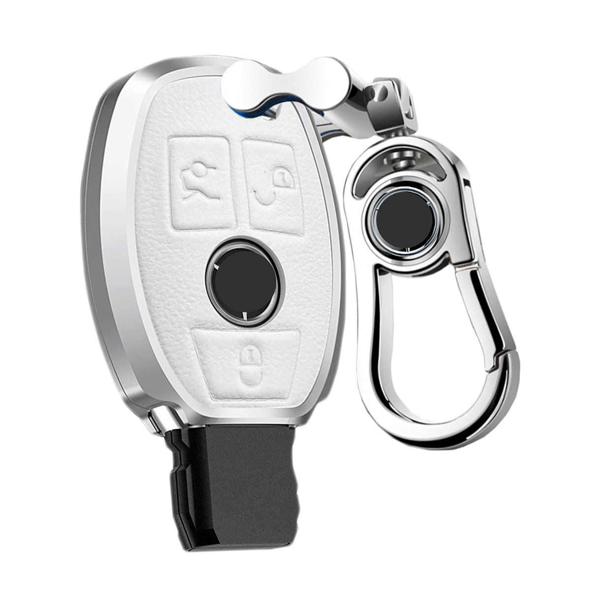 

PELKERDR Mercedes Benz Smart Key Metal Leather Key Cover with Key Compatible with and Luxury Stylish Smart Key Protective and Scratch Protects Your