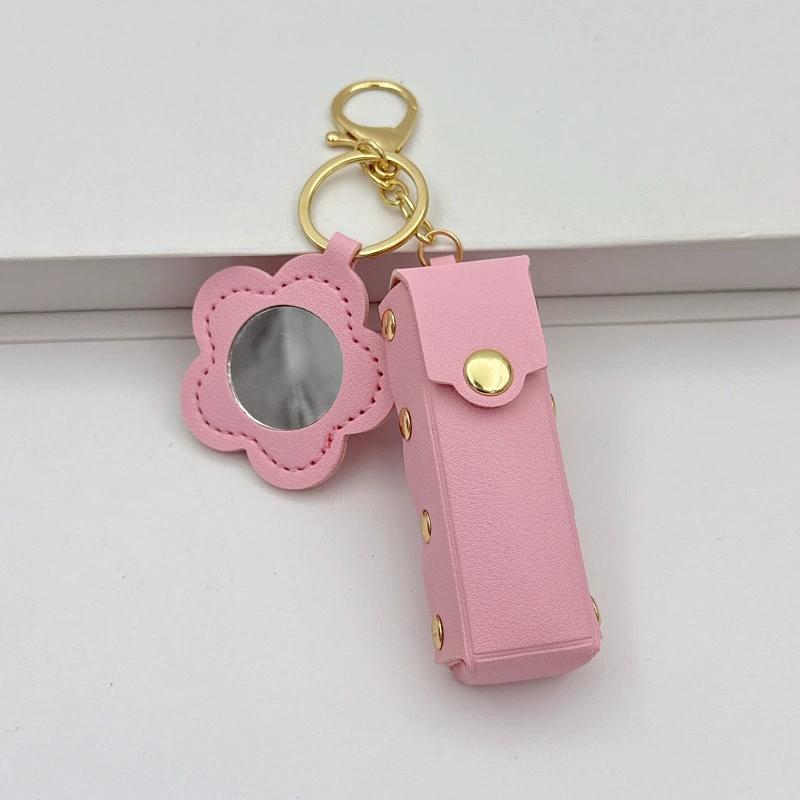 Portable Lipstick Mouth Red Envelope Gift Coin Purse Keychain Women Girls'Lipstick Storage Bag Fashion Storage Box with Mirror