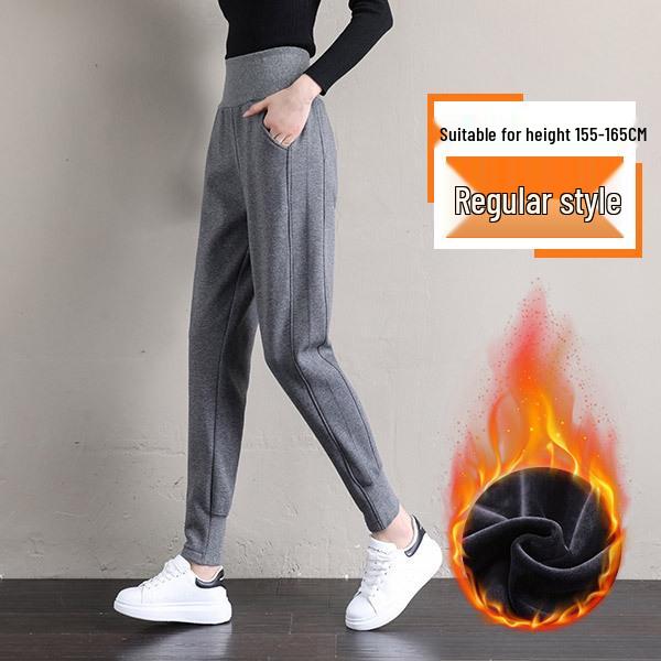 Damen Winter Fleece-gefütterte Lammwolle Jogginghose, Kleine Statur, Lässige Baumwoll-Sporthose