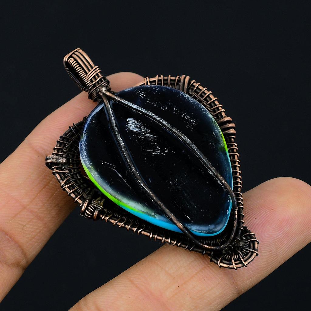 Multi Color Druzy Pendant, 999 Copper Wire Wrapped Gemstone Jewelry, Handmade Pendant, For Mother Day