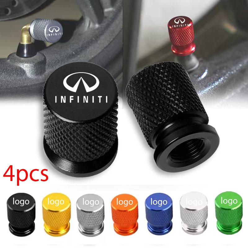 For Infiniti Q50 FX35 Q30 G37 Q70 QX70 G35 Q60 QX50 QX60 QX30, 4Pcs Car Wheel Tire Valve Caps, Tyre Stem Covers, Waterproof, UU666
