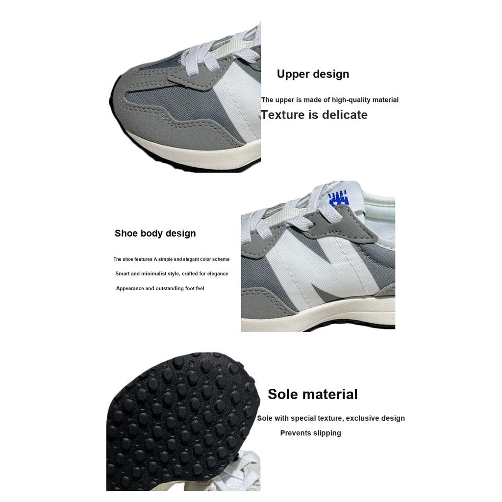 New Balance Nb 327 Comfortable Versatile Low-Top Kids Running Shoes Kids Running Shoes Gray White GS327LAB