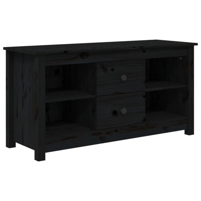 VidaXL Meuble TV Noir 103x36,5x52 cm Bois de pin massif 814573