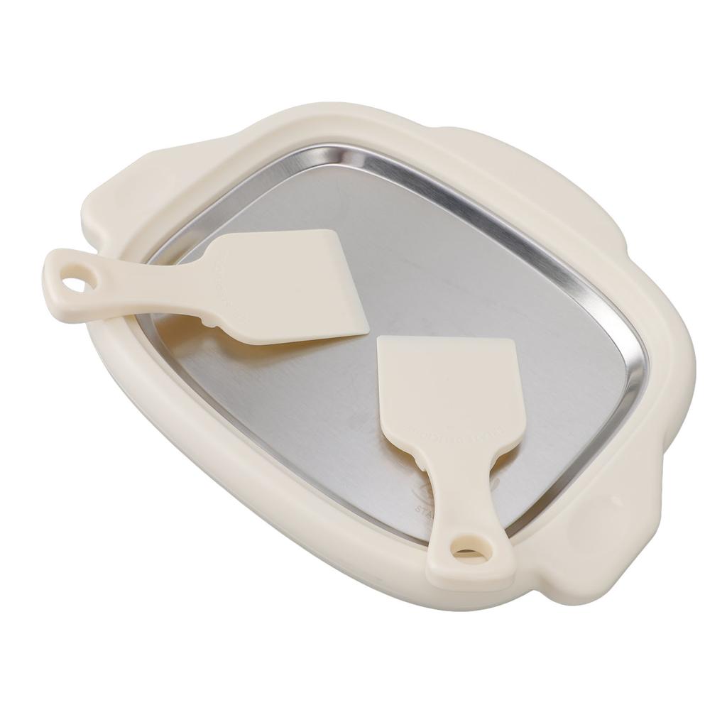 Ice Stir Frying Machine with 2 Shovels 304 Stainless Steel Plate Rolled Ice Cream Maker Fried Yogurt Machine for Home