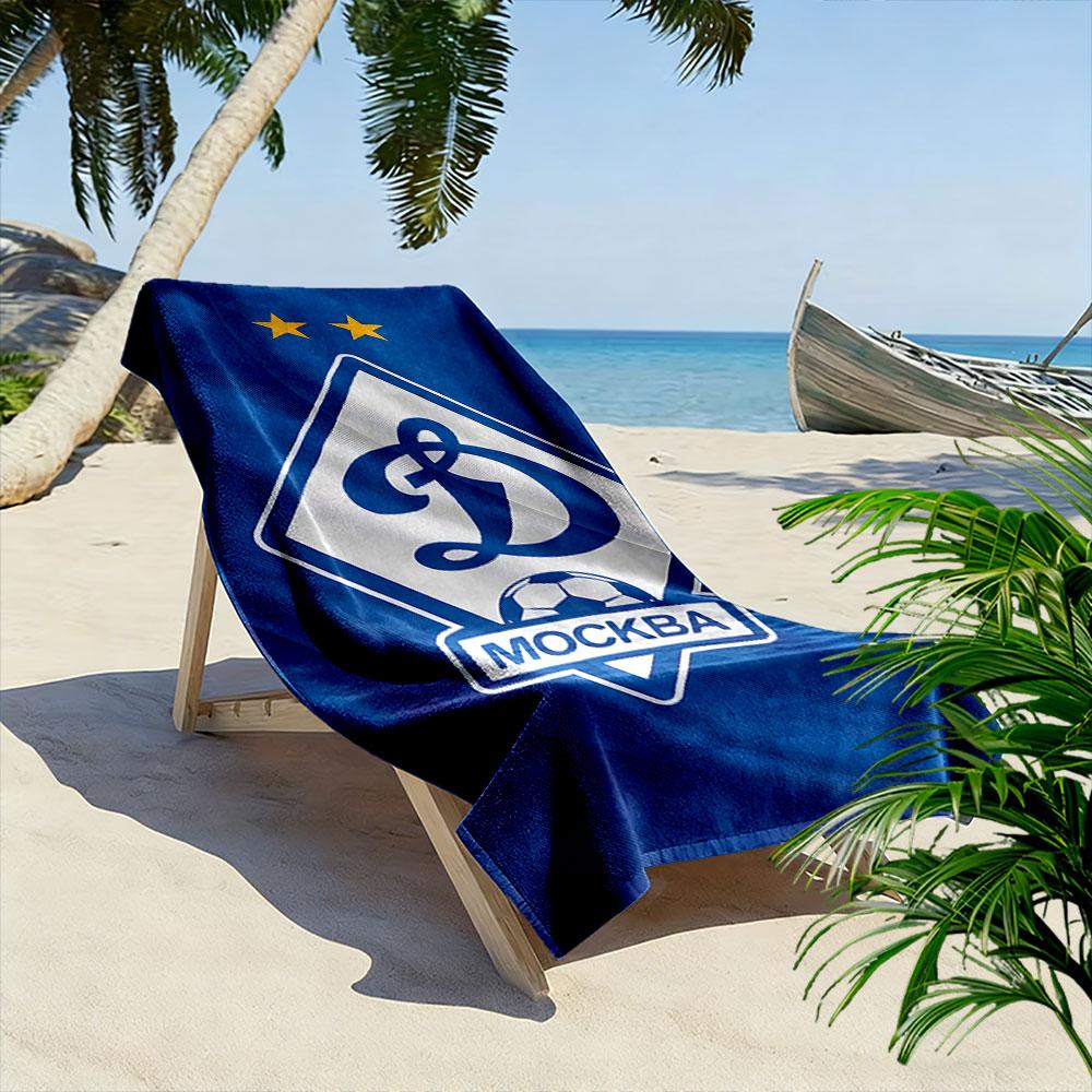 "Blue Moscow Sports Logo Design" Patterned beach towel quick dry perfect for travel outdoor sports jogging the beach and swimming