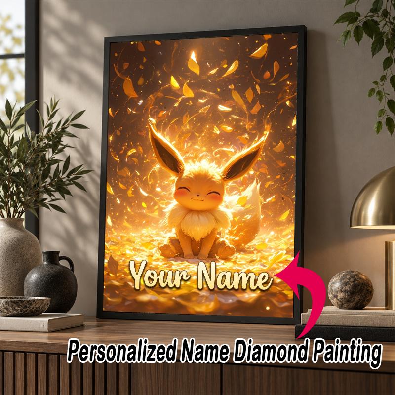 Personalized Eevee Diamond Art Custom Name 5D Diamond Painting Full Drill DIY Craft