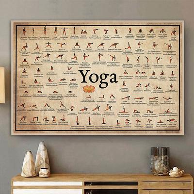 Pôster de yoga, exercícios em casa, academia, yoga, ashtanga, gráfico, pose, saúde, pintura em tela, impressão de arte de parede, decoração de sala de estar