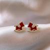 Red Zirconia Little Horse Stud Earrings - Elegant High-End Fashion for Women