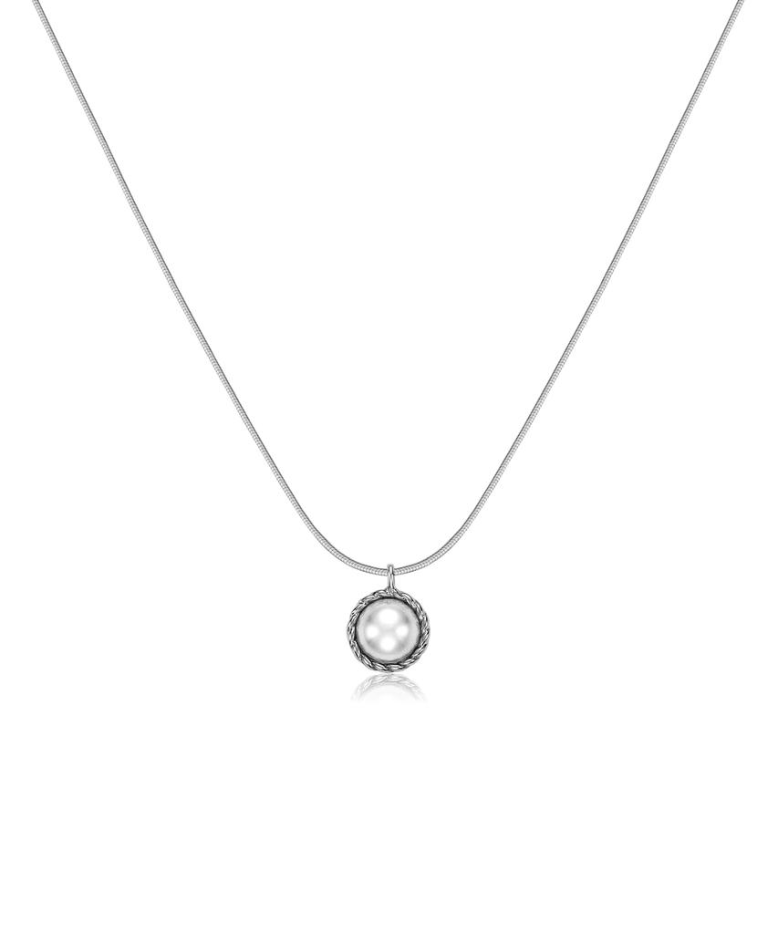 Tou [Silver925] Nc008 Twist Pearl Necklace (2Colors)