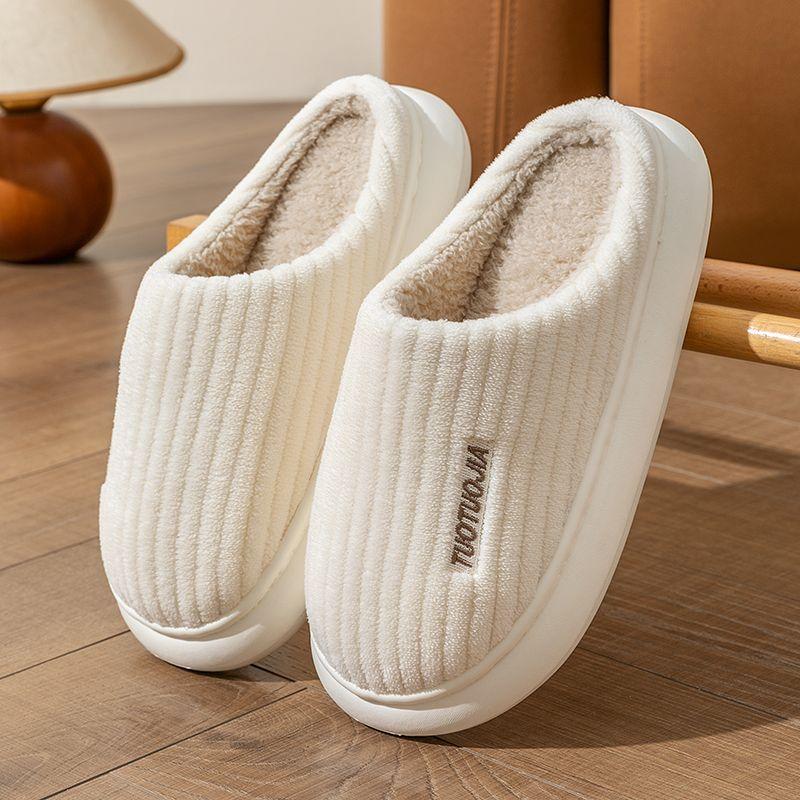 Thick-soled Cotton Slippers Women Soft Slippers for Autumn and Winter Home Couples Indoor Warmth Cotton Slippers
