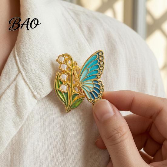 Butterfly Lapel Pin Enamel Flower Brooch Pin, Floral Badge for Women, Inscet Shaped Coats Sweaters Scarves Alloy