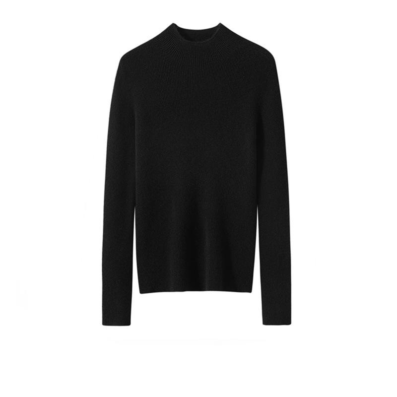 Women's Thick Warm 100% Pure Cashmere Short Slim Fit Half Turtleneck Sweater - Perfect Layering Piece