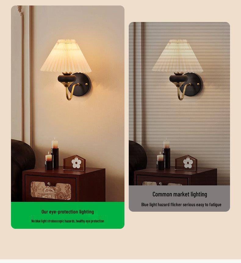 Nordic Retro Chinese-Style Wall Lamp: Solid Wood & Cream Bedside Light for Bedroom, Living Room & Aisle Decorations