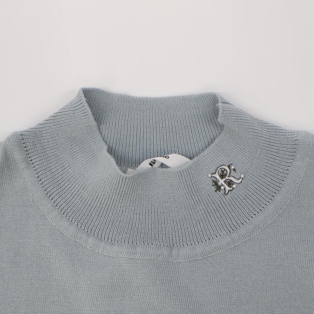 Rene 6042550 Light Blue Wool Half Sleeve Knit tops 36 Light blueUsed