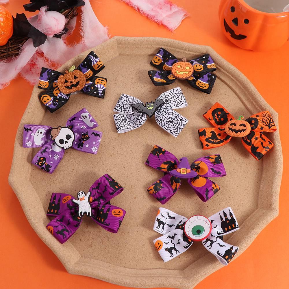 Ghost Pumpkin Hairpin Eyeball Bat Duckbill Clip Hair Accessories Halloween Bow Hair Clip  Cosplay