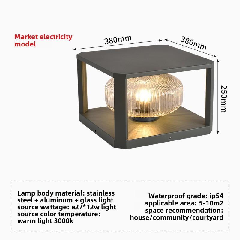 Modern Atmospheric Villa Pillar Lamp Solar Energy Rechargeable Outdoor Waterproof Garden Lamp Garden Hotel Creative Pillar Lamp