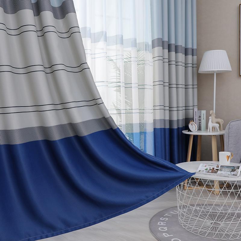 Striped Lightblocking Drapery Fabric Finished Personalized Children ' S Draperies Contemporary Bedroom Living Room Space FrenchWindowpaneDrapes