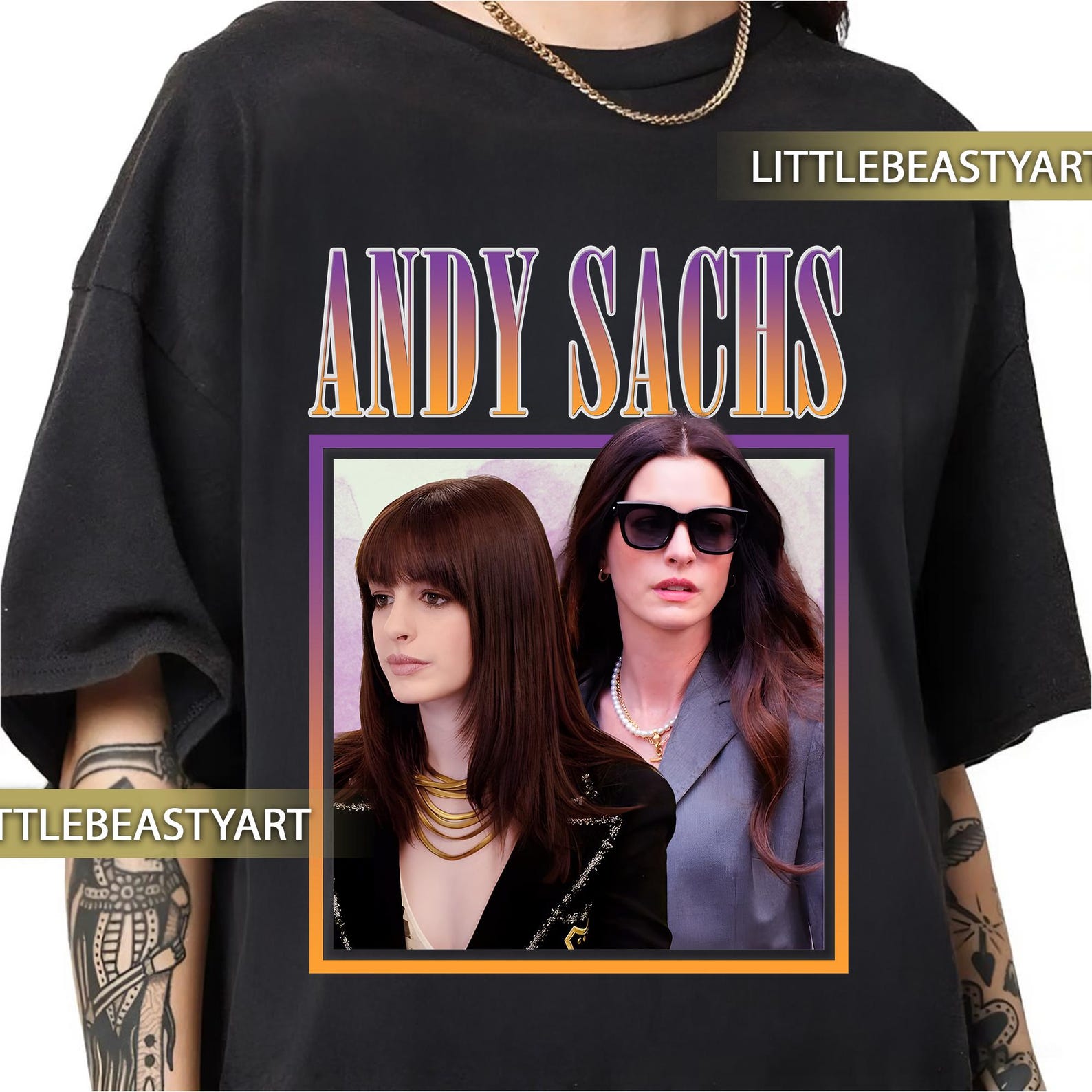 Anne Hathaway as Andy Sachs retro vintage Rap Tee shirt S
