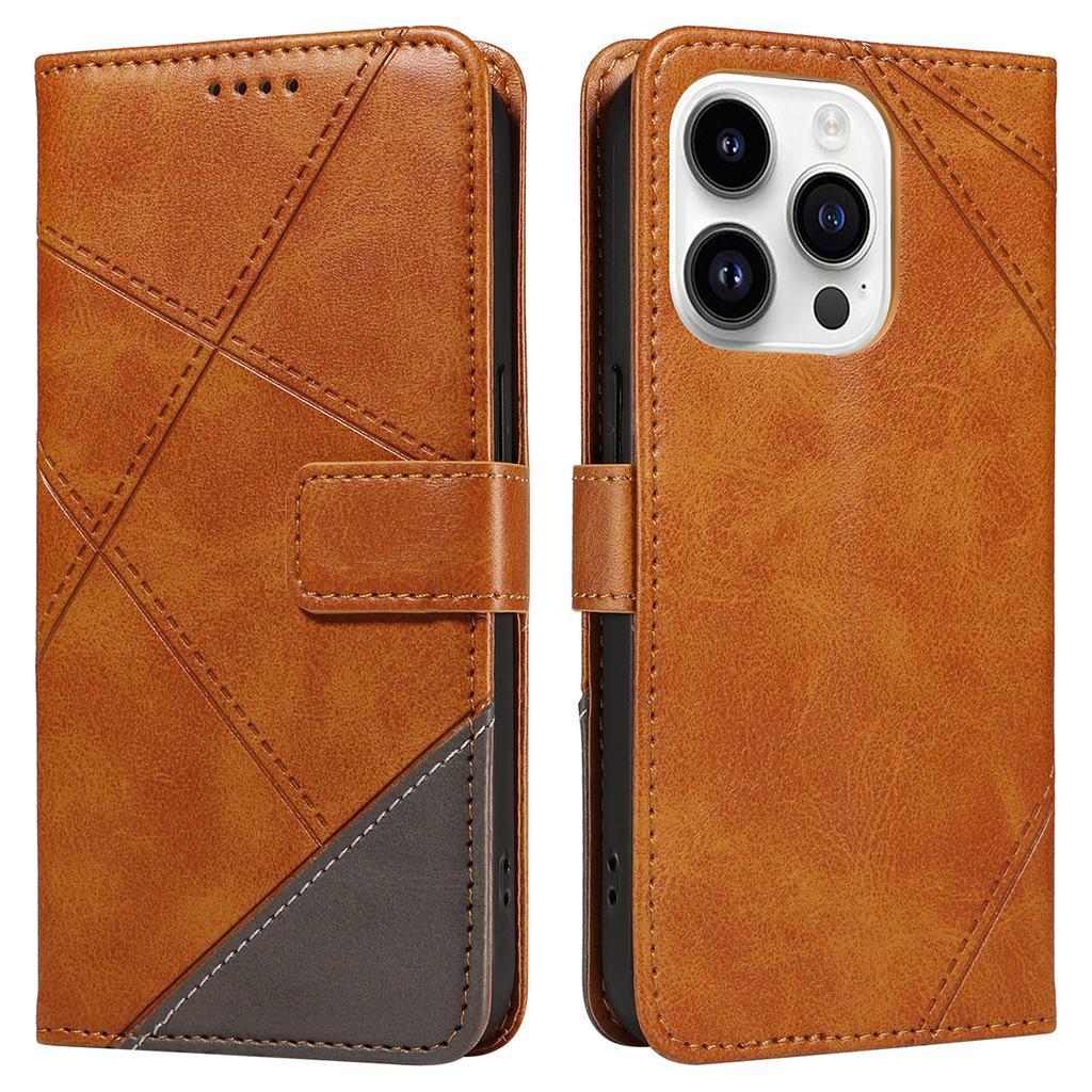 For iPhone 14 Pro Case PU Leather Geometric Lines Wallet Phone Cover Bookstyle Folding Stand