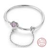 925 Silver Heart Shaped Series Love Forever Shining Zircon Bracelets Fit DIY Charm Beads Birthday Jewelry Gift