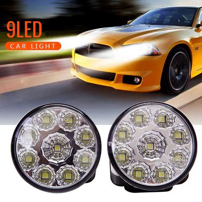 2 pezzi 9LED luci di marcia diurna per auto universali luminose DRL testa anteriore rotonda fendinebbia modifica luce di marcia diurna