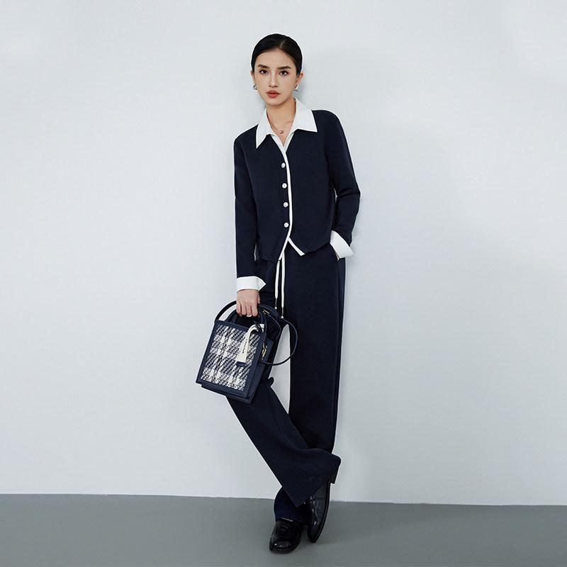 

Women s Drapey Two-Piece Set: Stylish Polo Hoodie & Elegant Pants - 2026 Spring Arrival XXL темно-синий