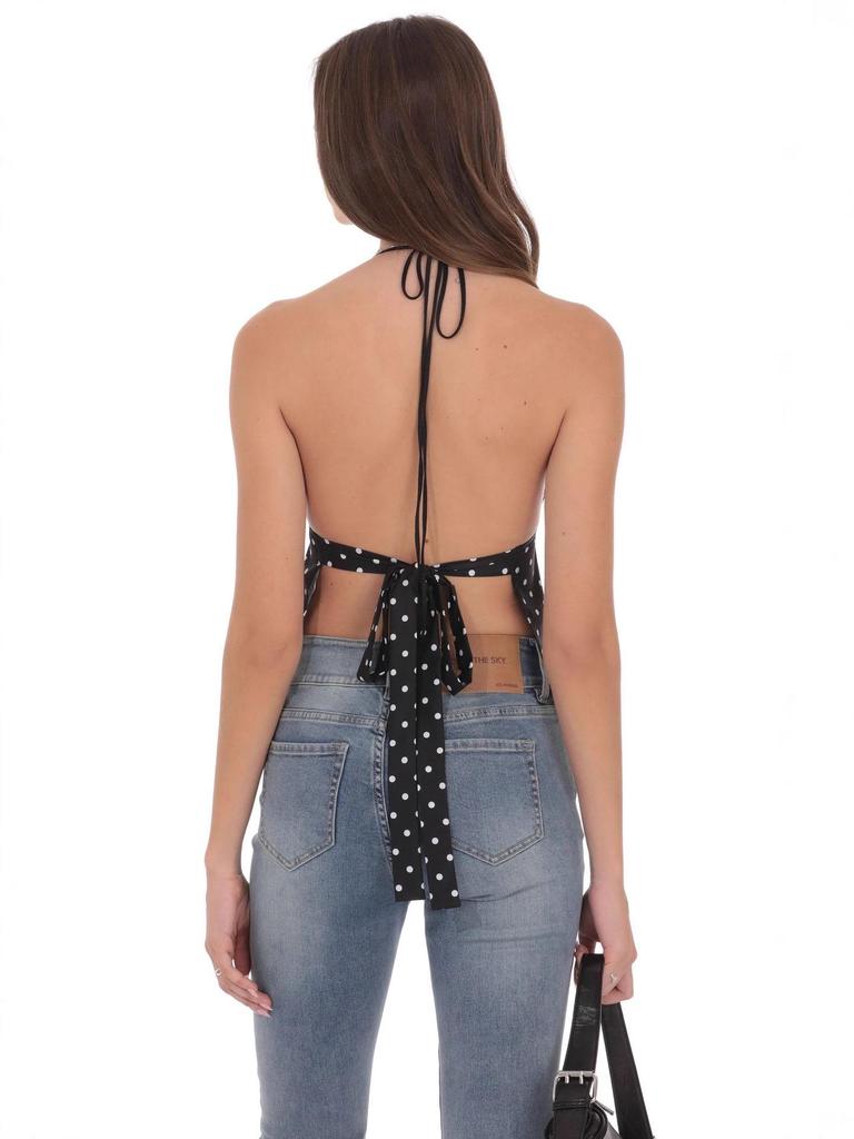 European & American Style Spaghetti Strap Polka Dot Lace-Up Halter Tank Top - Sexy, Slimming, Short Style for Women (2025)