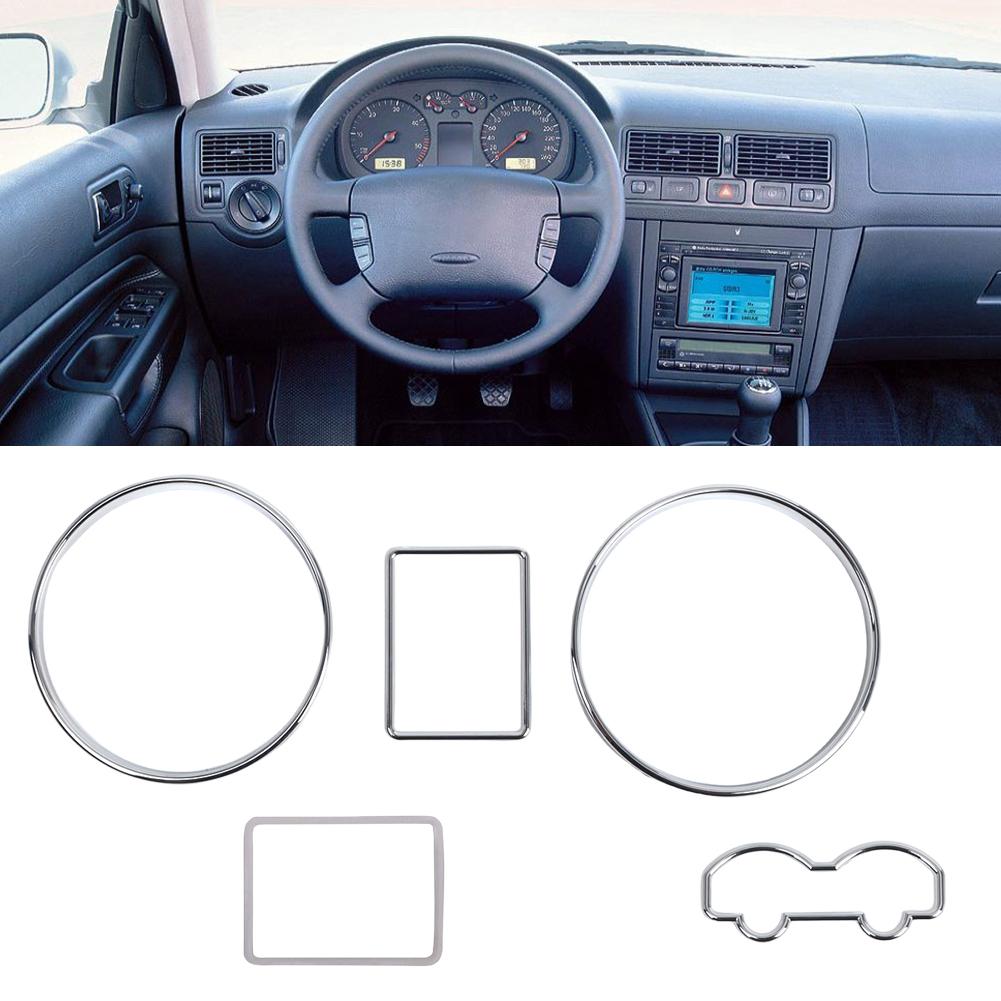 Chrome Dashboard Dial Rings Silver Gauge Dial Rings Decoration Frame Kit for VW Golf MKIV 97-03 Jetta Bora MKIV 99-05