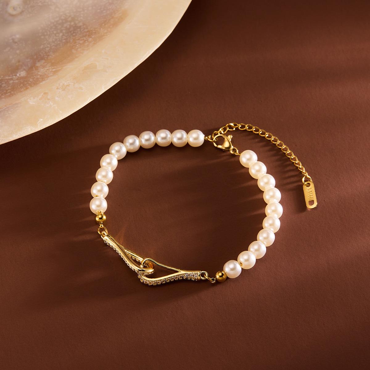 French Style Retro Pearl Bead Bracelets Sweet Bow Bracelet Stainless Steel Easy Matching Multi Styles Body Jewelry for Women Fashion