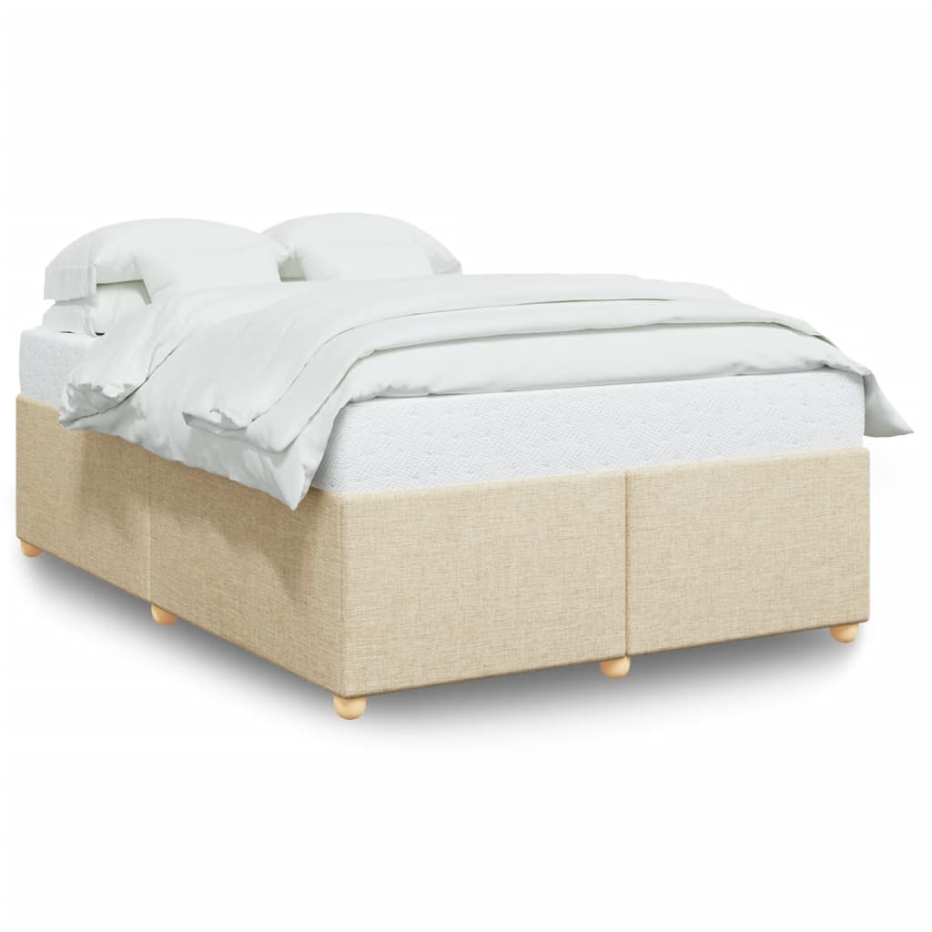Bed Frame Without Mattress Cream 140x200 Cm Fabric