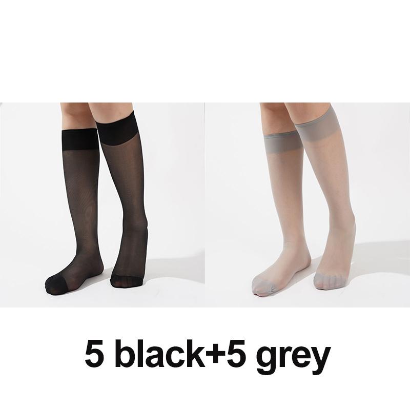 10 Paren Dames Ultra Dunne Nylon Kousen Transparant Elasticiteit Dames Kniekousen Zomer Lange Kousen Voor Meisjes Kous One Size gray