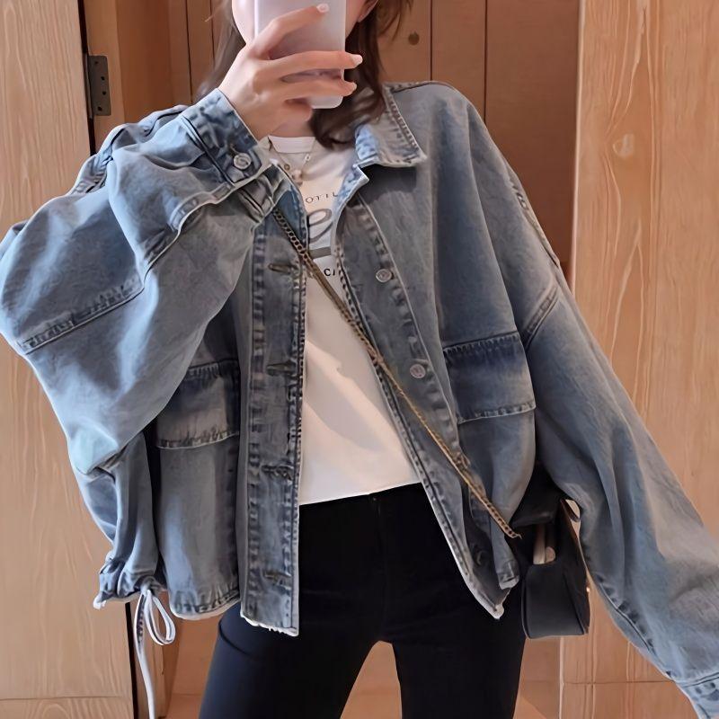 

Новая короткая джинсовая куртка, студенческая корейская версия, свободный крой, универсальный топ на весну и осень, в тренде