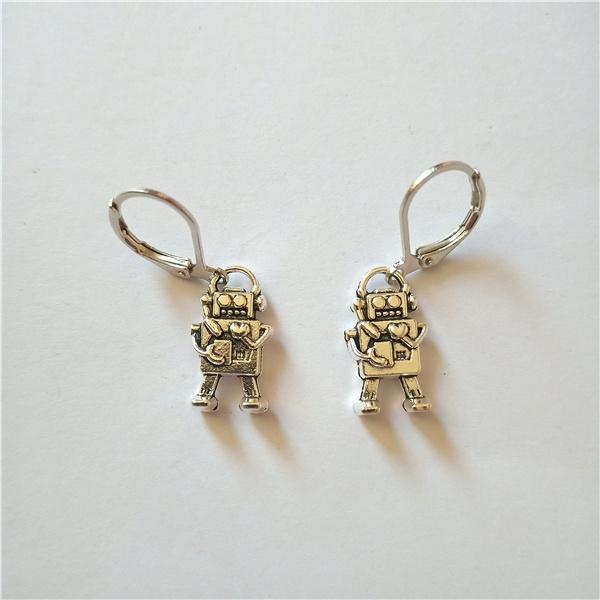 

Серьги с рычагом робота на спине, серьги-клипсы, ювелирные украшения, серьги для ботаников, серьги в стиле стимпанк