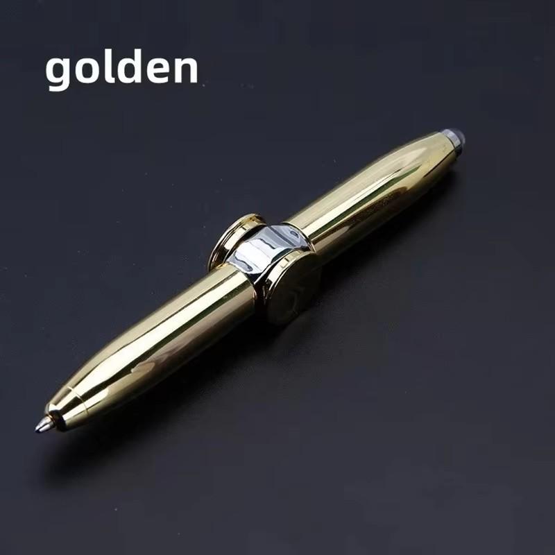 Decompression Multifunctional Finger Rotate Luminous Gyro Pens Toy Fidgets Spinner Led Light Ballpoint Pen Metal Gyro Pen Gift