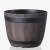 Flowerpot with Built-In Drainage System Rustic Barrel Style Decorative Garden Planter