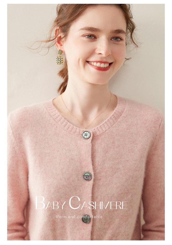 2025 Women's Cashmere Round Neck Loose Knit Sweater - Soft, Fluffy, Versatile Outerwear for Autumn and Winter