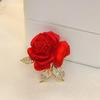 Spilla di lusso a forma di fiore rosa Spilla con strass brillanti Elegante abito cappotto soprabito distintivo accessori per vestiti