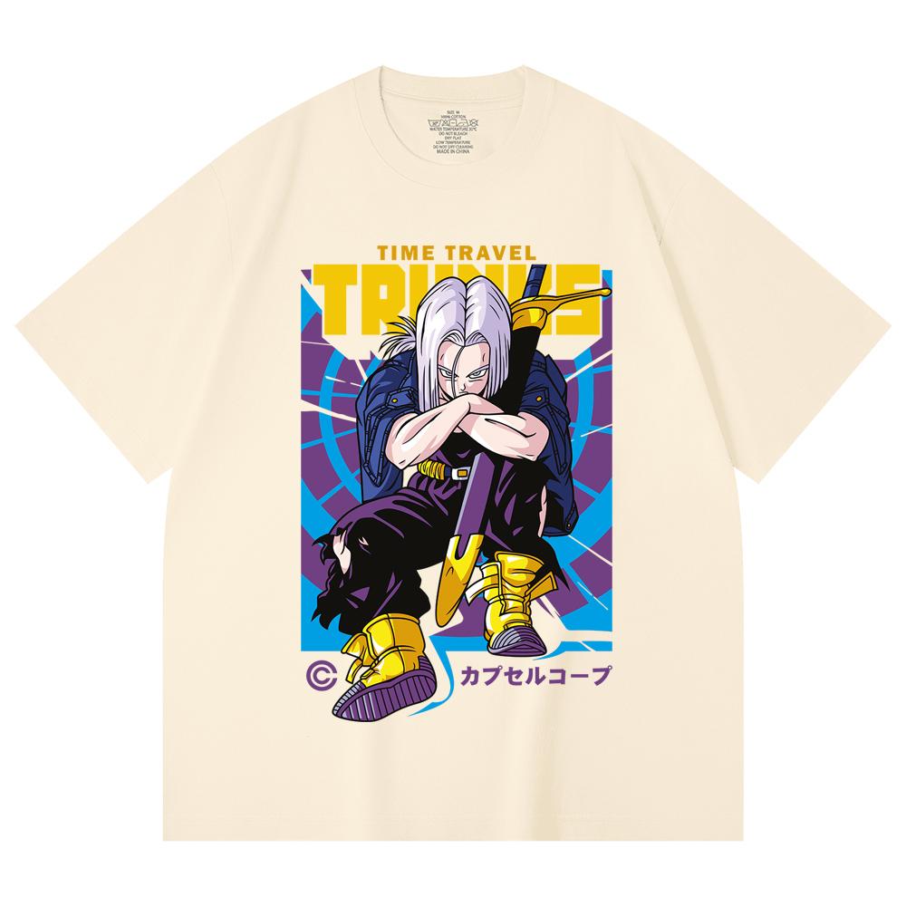 

230 Gsm 100% Cotton Dragon Ball V71 Future Trunks Print Unisex Heavy Cotton T Shirt XS абрикосовый