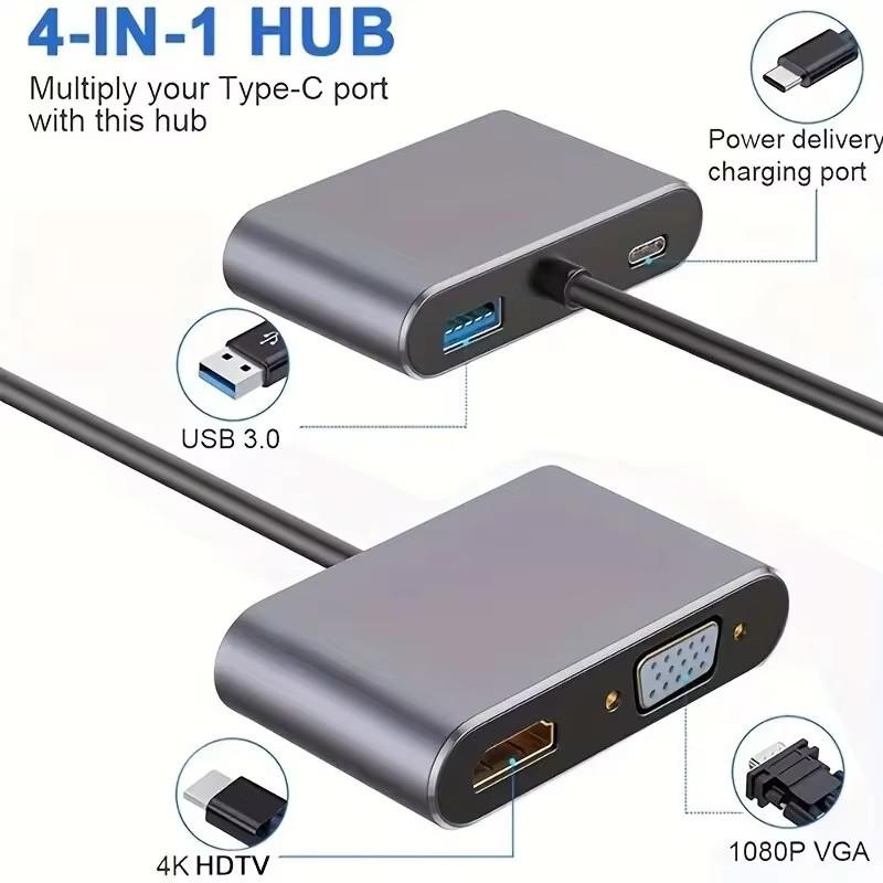SUNROZ HDMI and VGA Adapter with Type-C Adapter Hub for USB-C To TV and Projector Cable for TV 4K (A486590)