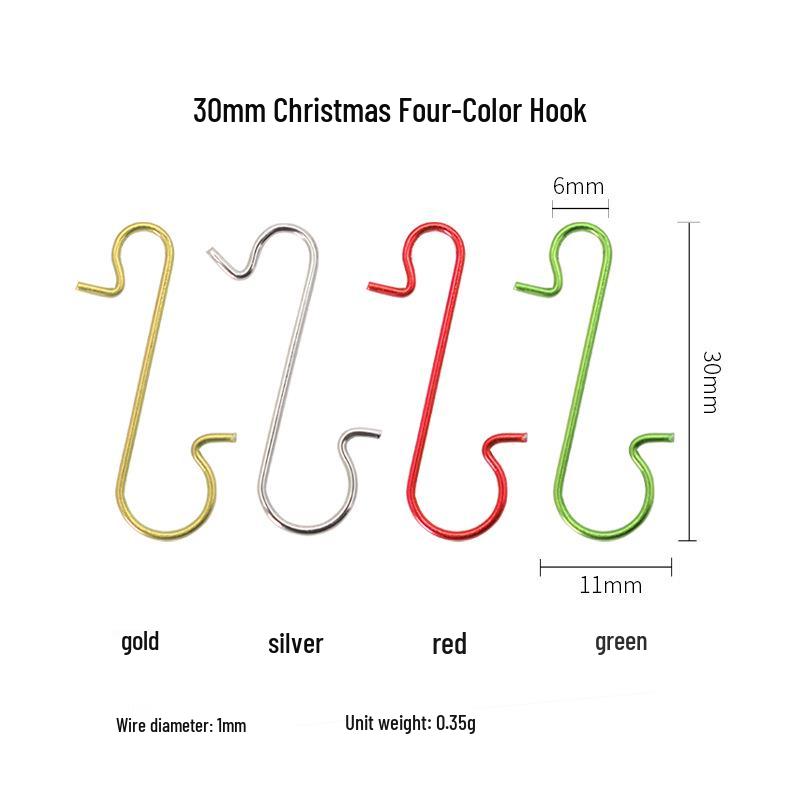 Metalowe haczyki S z drutu na ozdoby świąteczne, biżuterię i skarpety bożonarodzeniowe