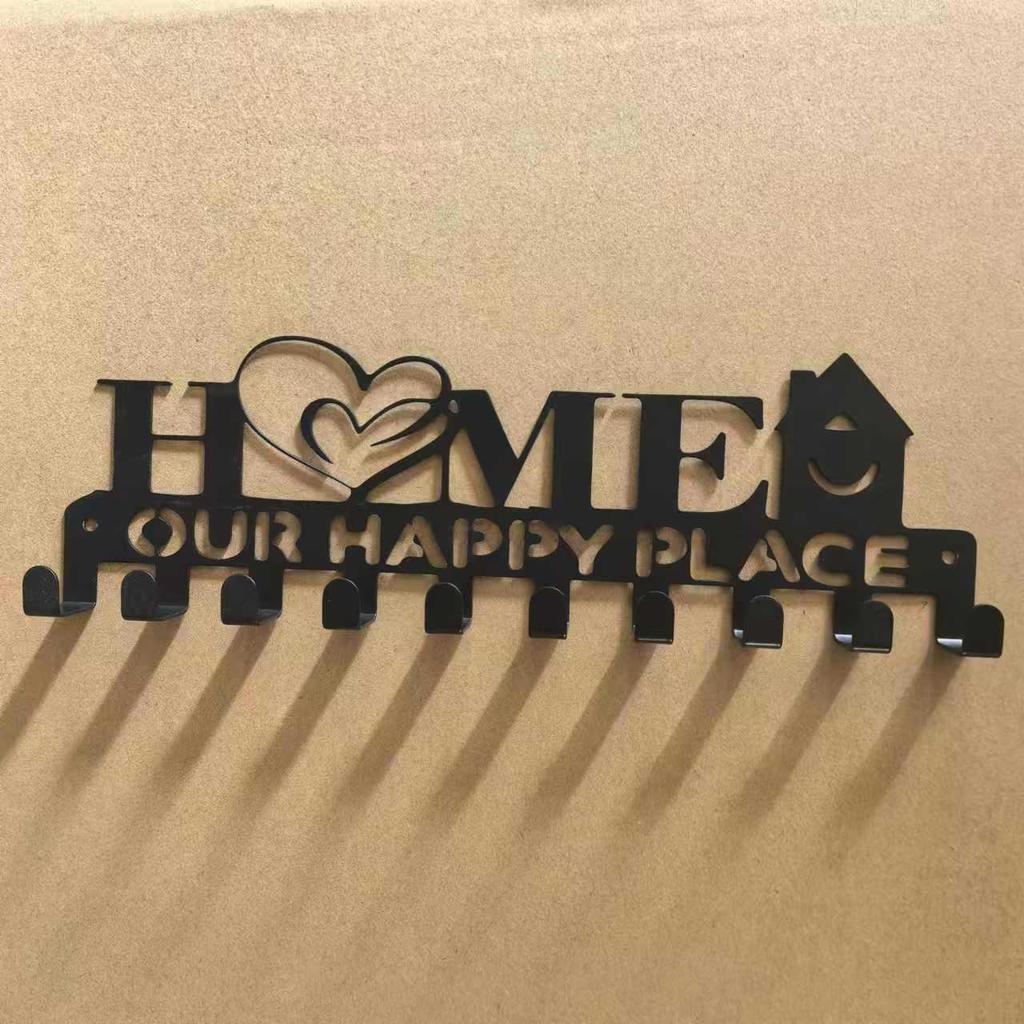 HOME Metall Wandhaken mit Buchstaben - Kreativer Eisenkunst Schlüssel- und Handtuchhalter