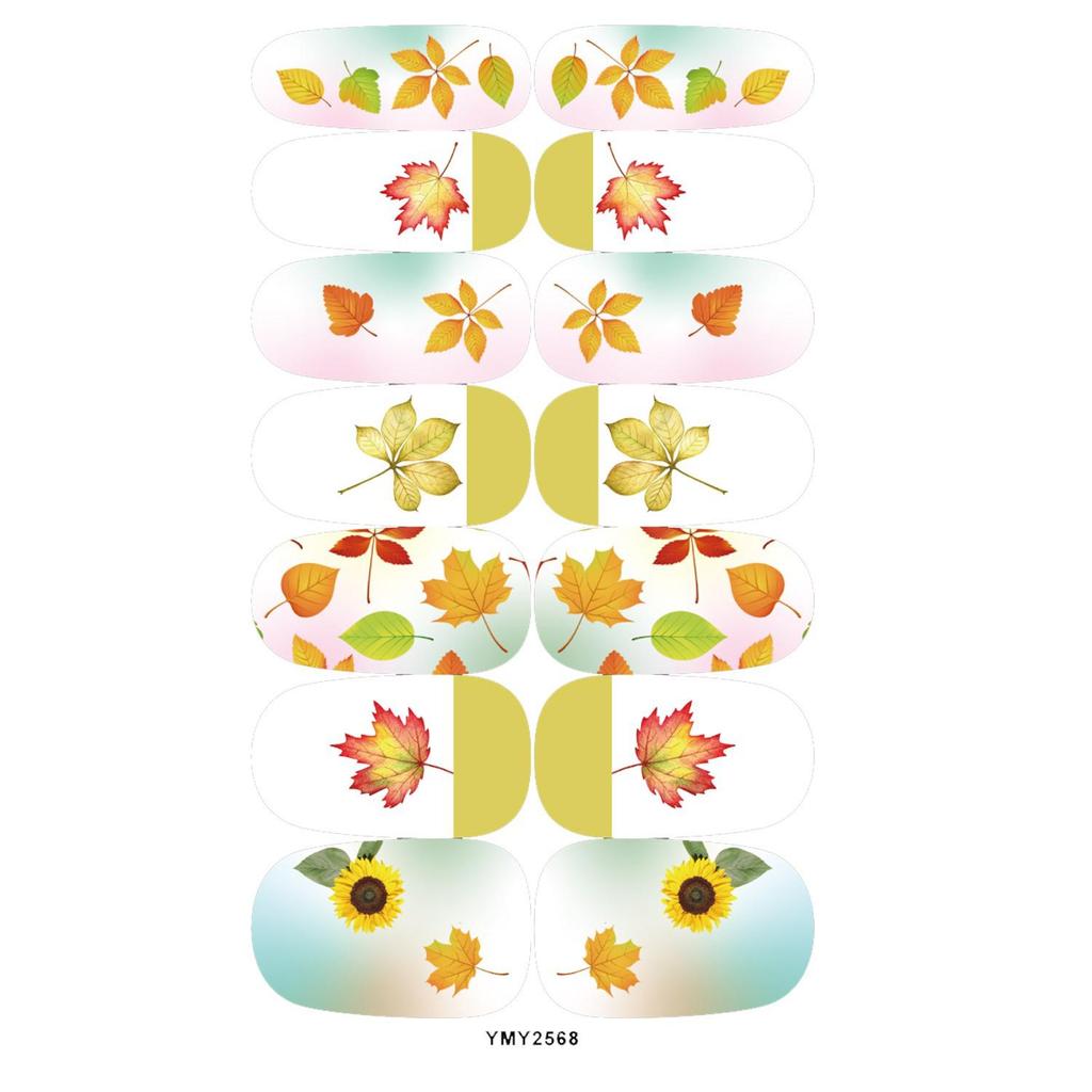 Waterproof Autumn Leaves Fox Nail Art Stickers - Full Cover Ins Style (YMY2566-2576)